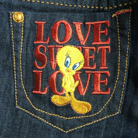Looney Tunes Womens Jeans Sz 9 x 31 Straight Embroidered Tweety Bird Denim Lot29 - Picture 5 of 7